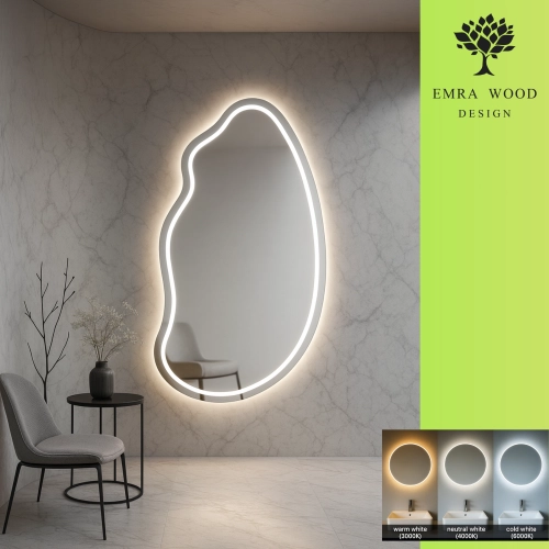 Lustro o organicznym kształcie z podświetleniem -TOPAZ LED II